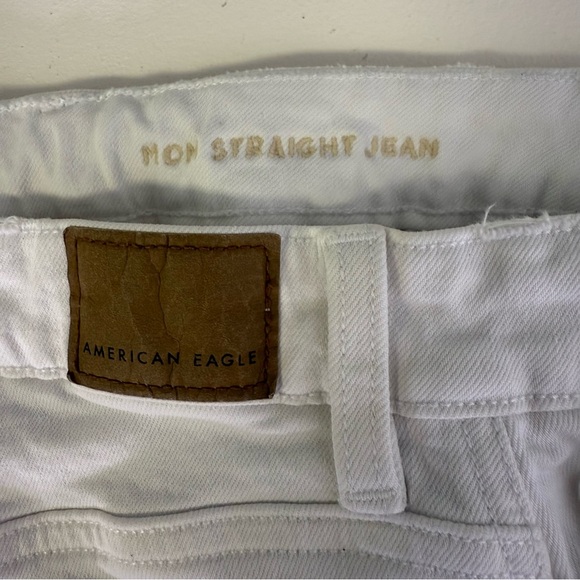 American Eagle White Mom Straight Distressed Women Jeans Size 4 Stretch - Picture 5 of 9